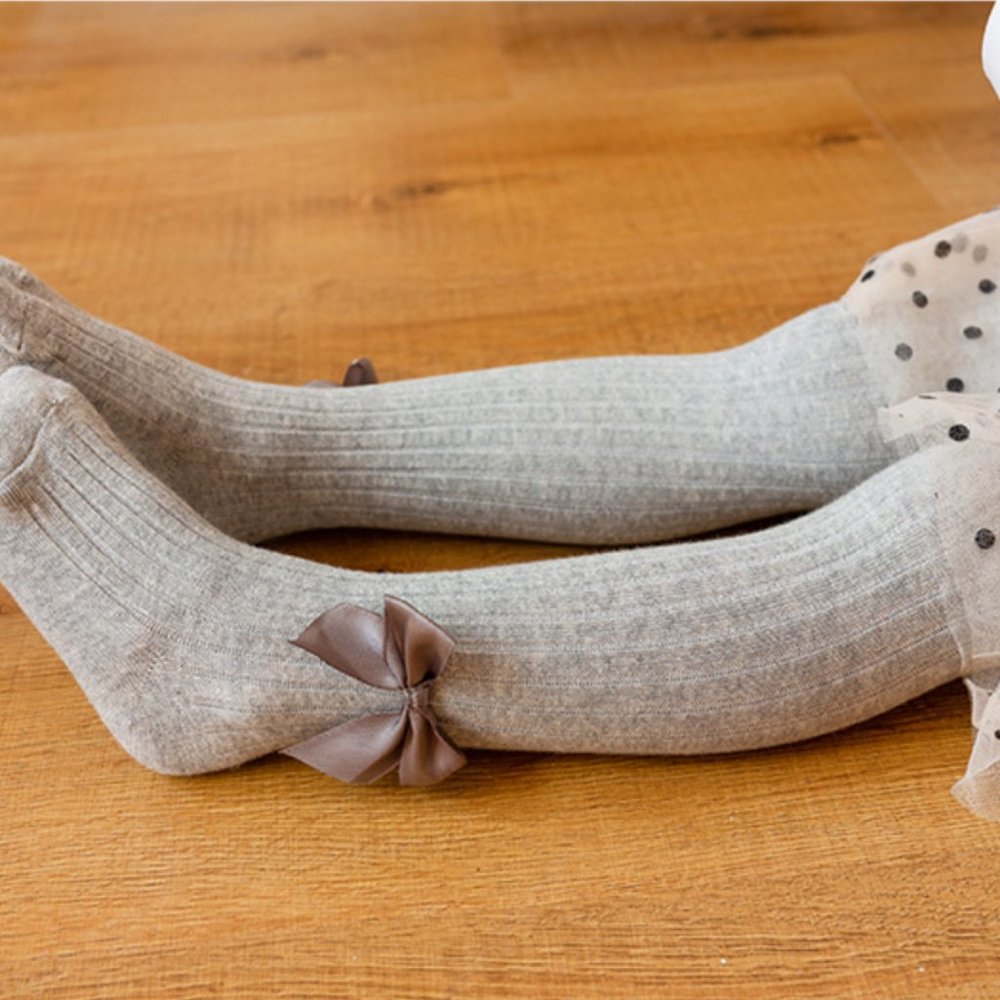 Gray Toddler Tights Baby Tights Newborn Tights Baby Stockings Socks Leggings Bow